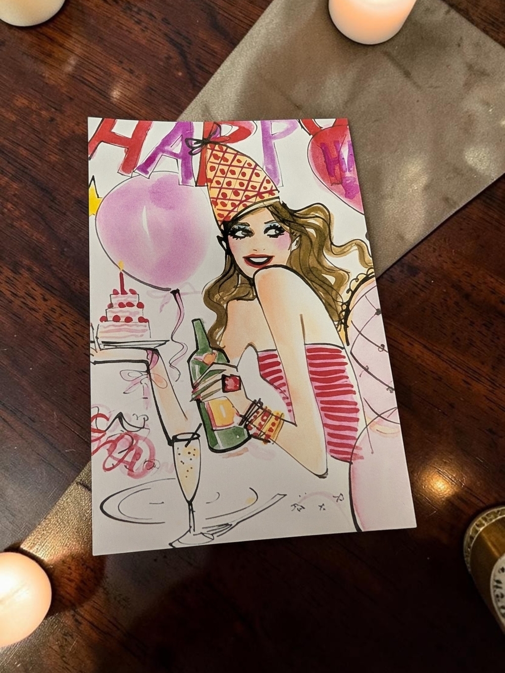 Henri Bendel Izak Zenou Happy Birthday Girl Champagne Card Postcard Art Print